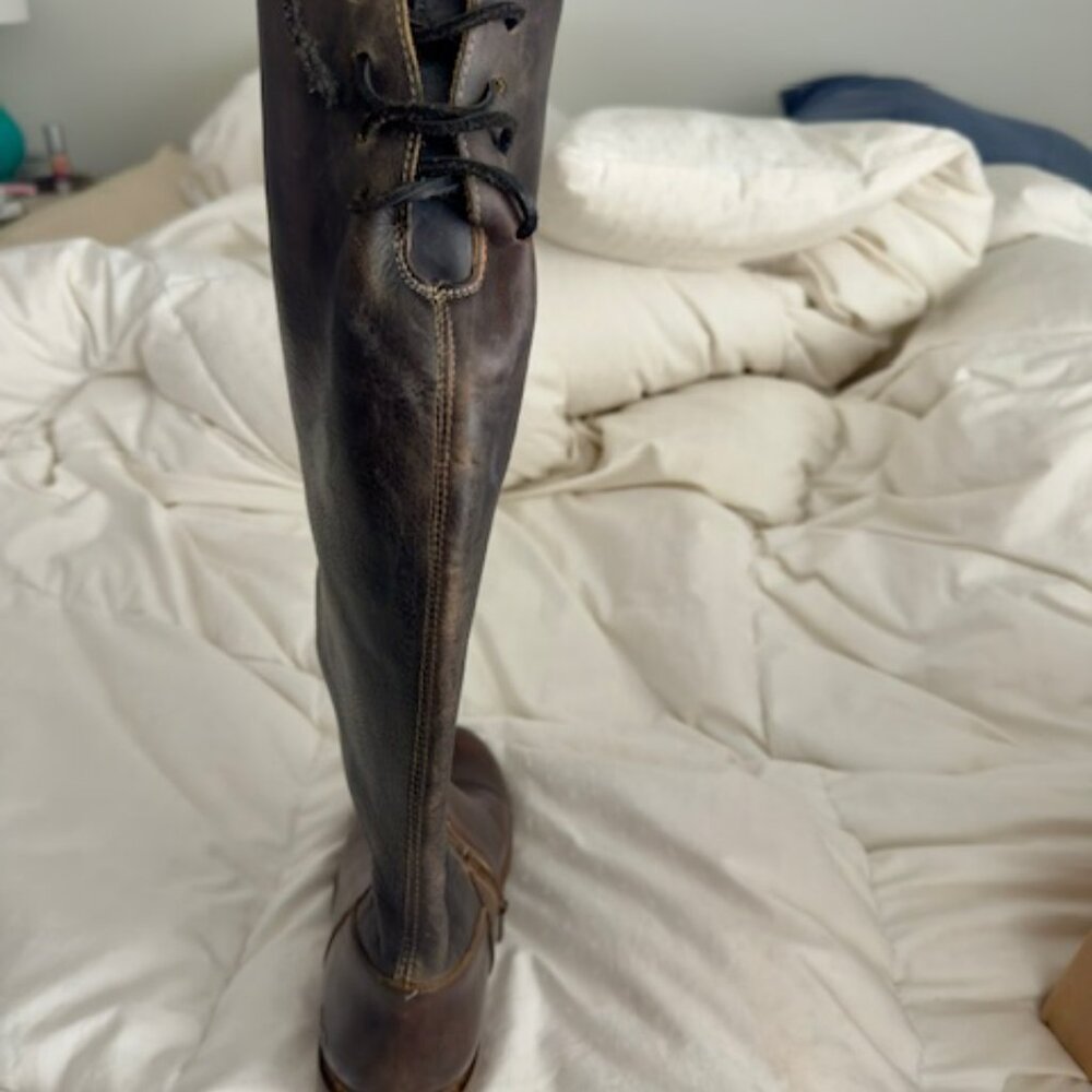 Rare! Bed Stu Manchester Two Tone Knee High Distressed Leather Riding Boots - Picture 5 of 10